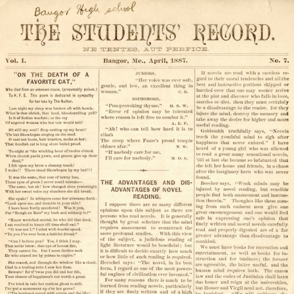 The Students' Record, 1886-1887