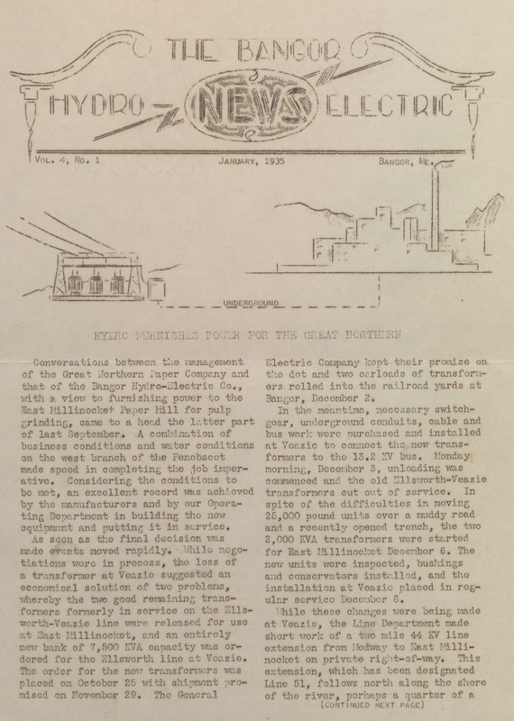 Bangor Hydro-Electric News, January 1935