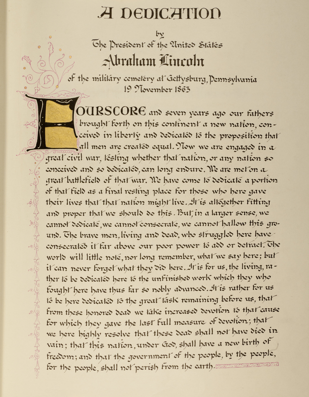 A Dedication by the President of the United States Abraham Lincoln