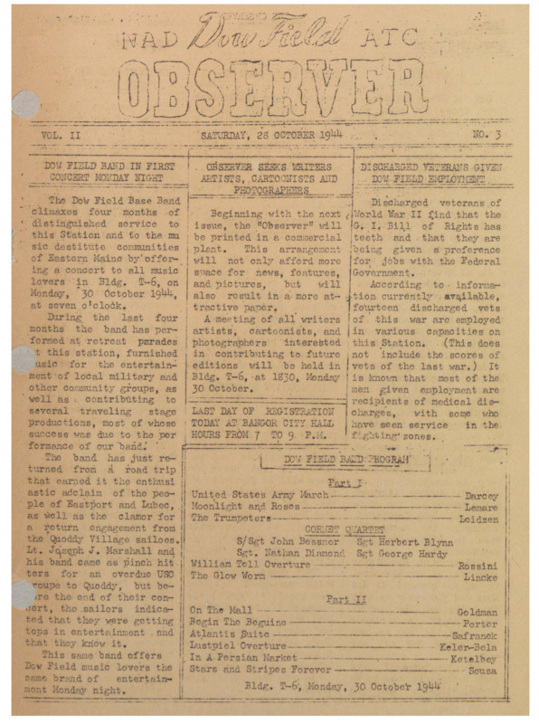 Dow Field Observer, October 28, 1944