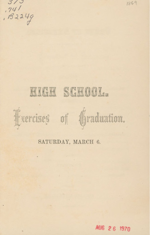 Bangor High School Graduation Program, 1869