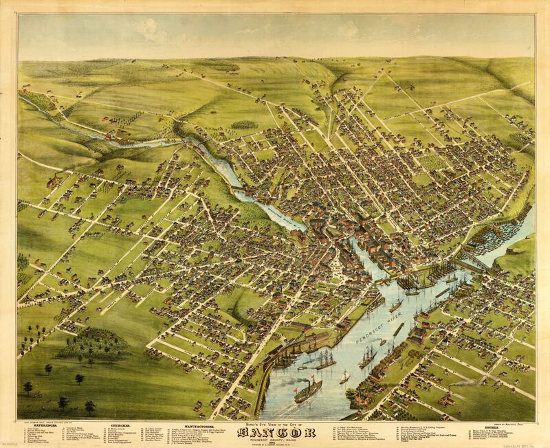 Bird's Eye View of the City of Bangor, Penonscot County, Maine, 1875