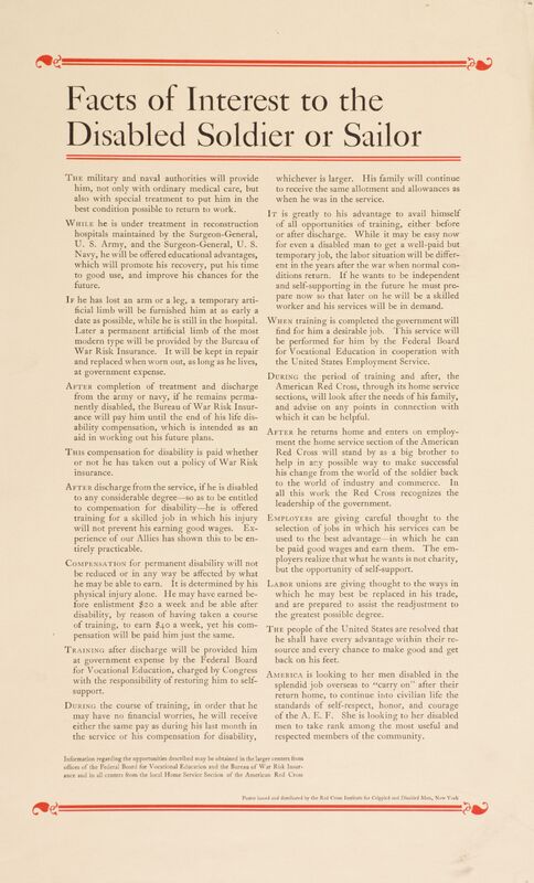 Facts Of Interest To The Disabled Soldier Or Sailor