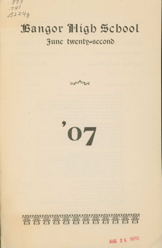 Bangor High School Graduation Program, 1907