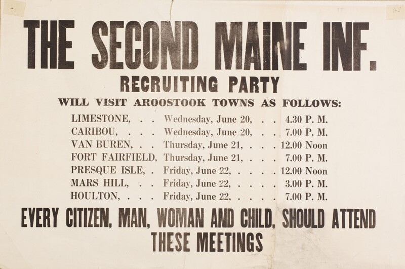 The Second Maine Inf. Recruiting Party Will Visit Aroostook Towns as Follows