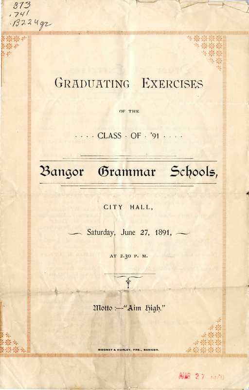 Bangor Grammar Schools Graduation Program, 1891