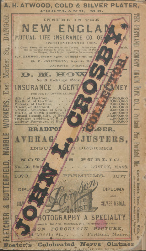 Greenough's Directory, City of Bangor, for 1877-8