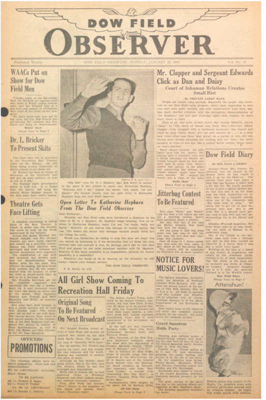 Dow Field Observer, January 25, 1943