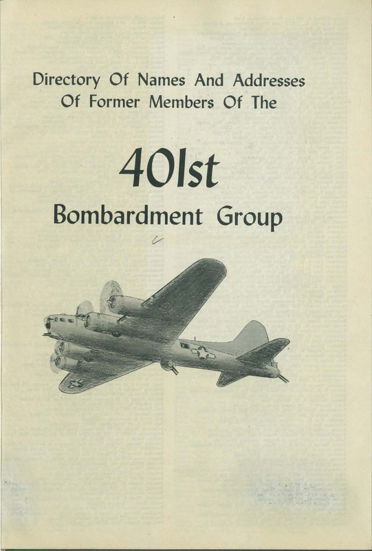 Directory of Names and Addresses of Former Members of the 401st Bombardment Group
