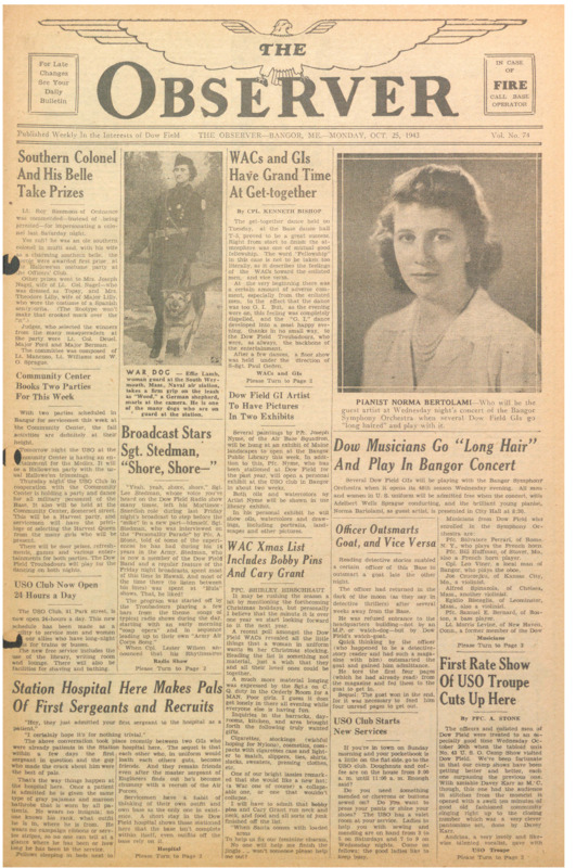 Dow Field Observer, October 25, 1943