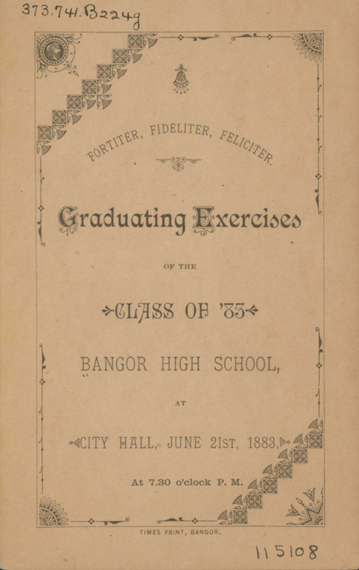 Bangor High School Graduation Program, 1883