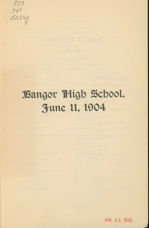 Bangor High School Graduation Program, 1904