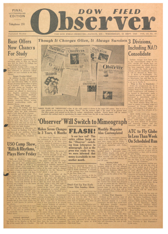 Dow Field Observer, September 26, 1945