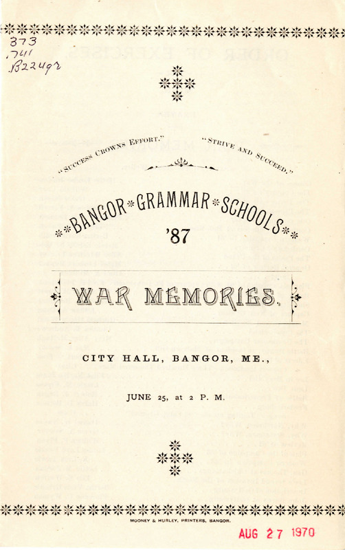 Bangor Grammar Schools Graduation Program, 1887