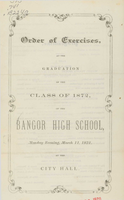 Bangor High School Graduation Program, 1872