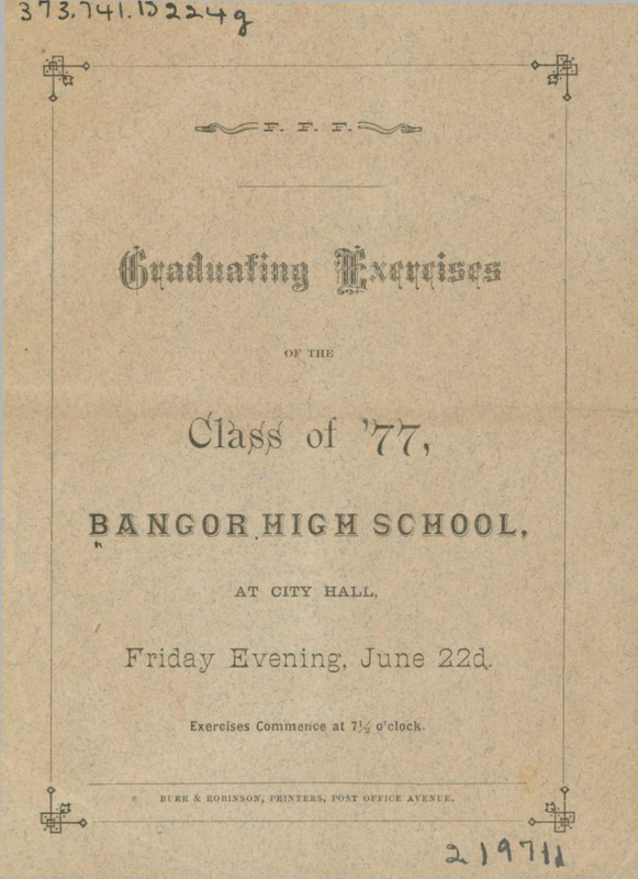 Bangor High School Graduation Program, 1877