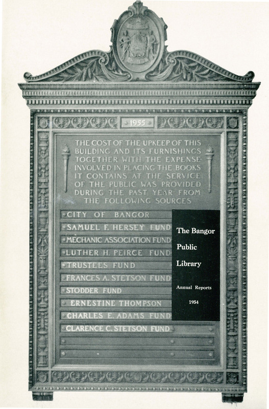 Bangor Public Library Annual Reports for the Year 1954