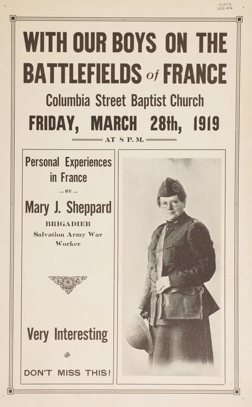 With Our Boys On The Battlefields Of France -- Columbia Street Baptist Church -- Friday March 28th, 1919 -- At 8 P.M.