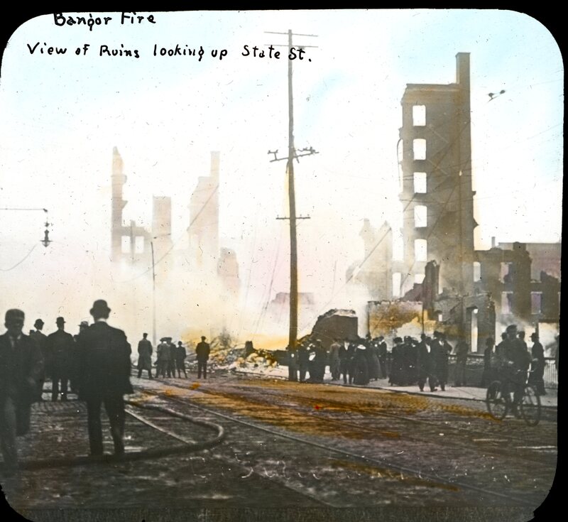 View of Ruins Looking up State Street (Bangor Fire, 1911)
