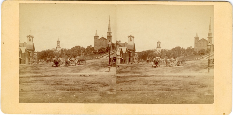 East Market Square, Baptist and Universalist Churches, Bangor, circa 1895