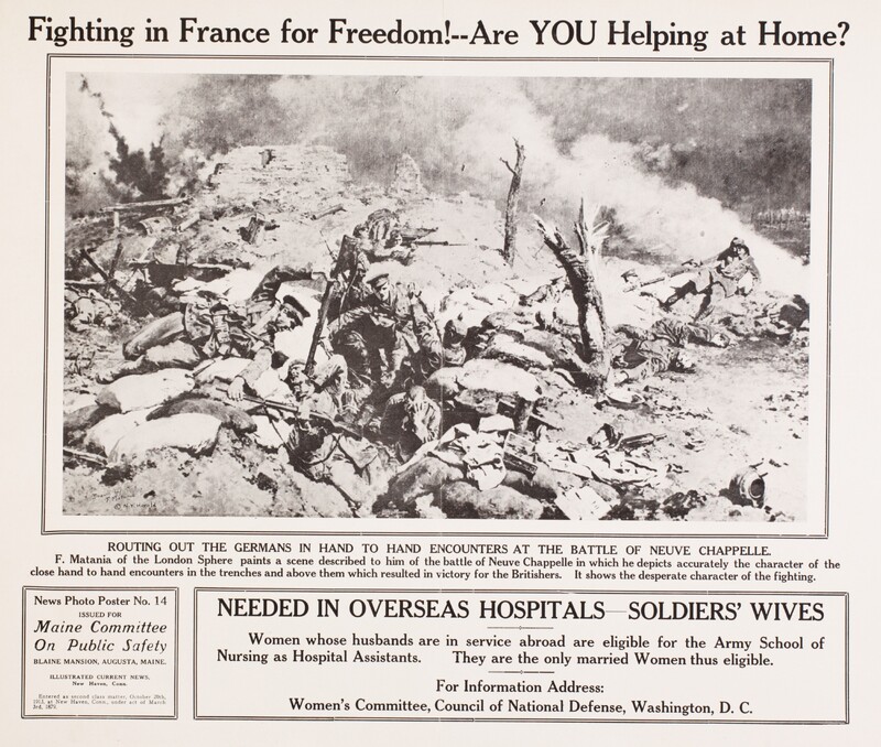 Fighting In France for Freedom! Are You Helping At Home? -- Needed in Overseas Hospitals -- Soldiers' Wives