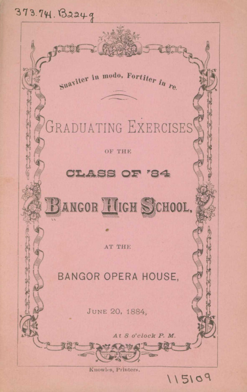 Bangor High School Graduation Program, 1884