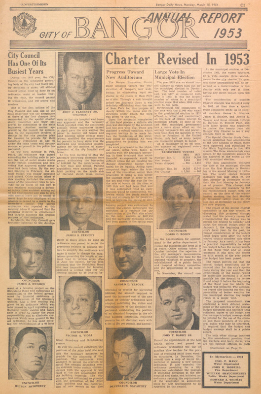 City of Bangor, Maine, Annual Report for 1953