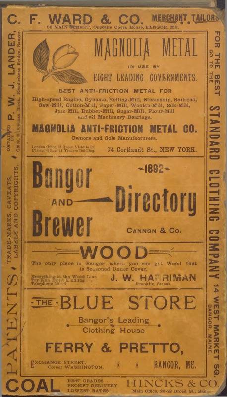 Cannon & Co.'s Directory of Bangor and Brewer, 1892