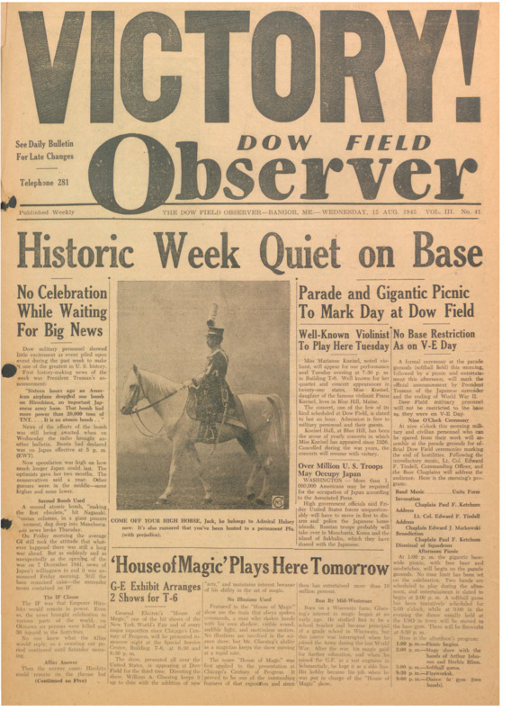 Dow Field Observer, August 22, 1945